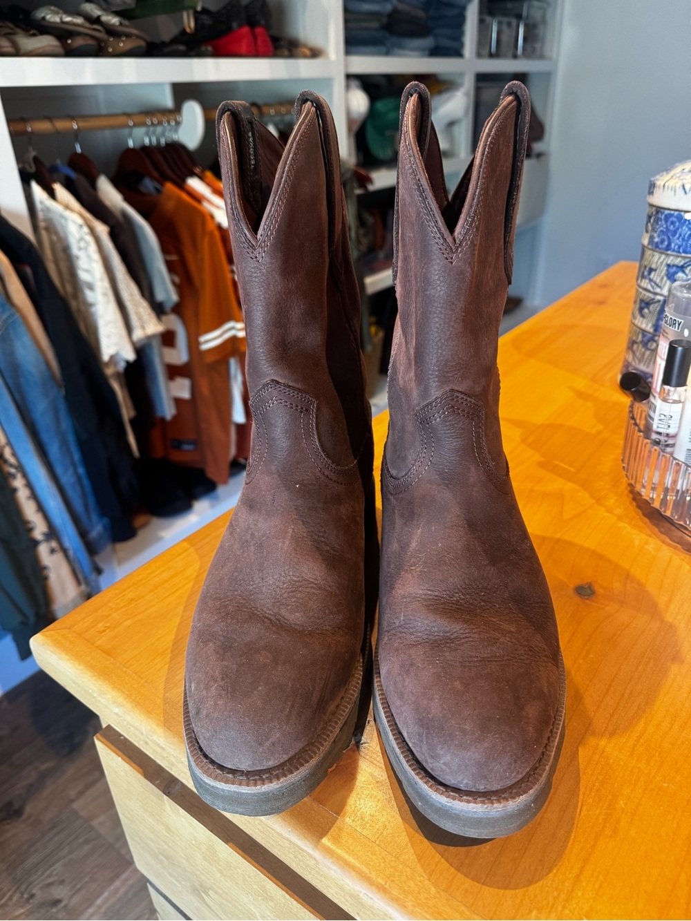 Brown Leather Pull on Rugged Roper - Picture 3 of 3